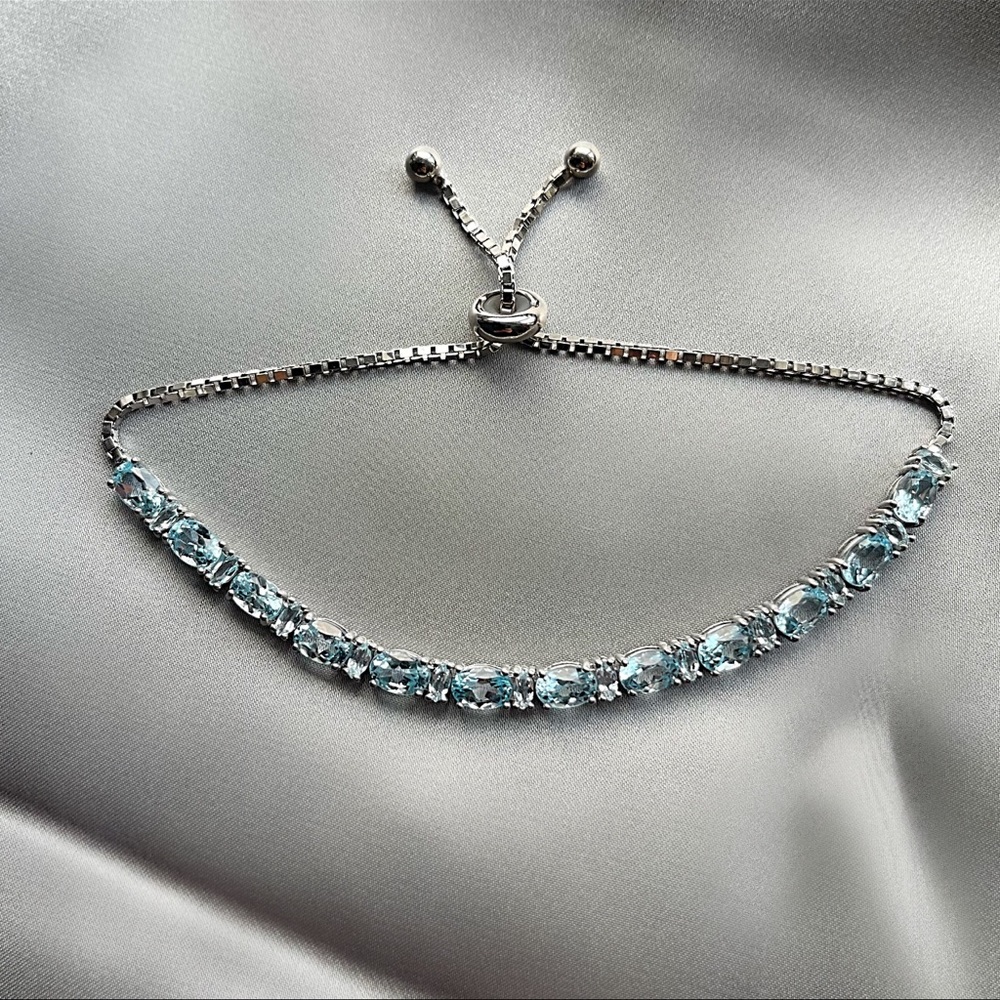 Genuine Blue Topaz & Sterling Silver Bracelet